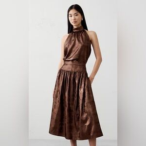 Banana Republic Brown metallic halter top and Skirt. Size M/10. NWT.